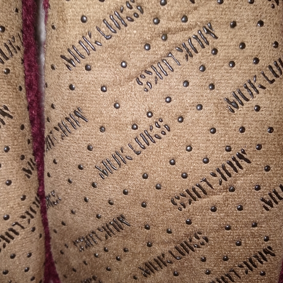 🆕MUK LUKS | SHEA INFUSED Sherpa Burgundy Knit Slipper Size Womens L-XL 8.5-11 - Picture 7 of 15